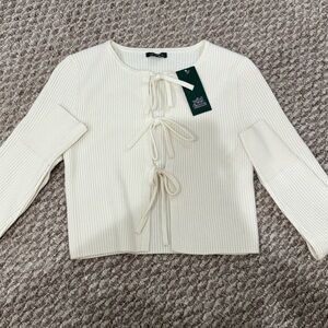 wild fable cream tie up sweater NWT